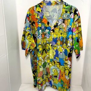 Simpson's Themed Mens Button Down Short Sleeve Shirt  - 4XL
